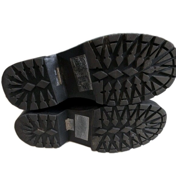 Forever 21 Black Croc Embossed Platform Combat Boots Buckle Moto Goth Sz 5.5 - Picture 4 of 14